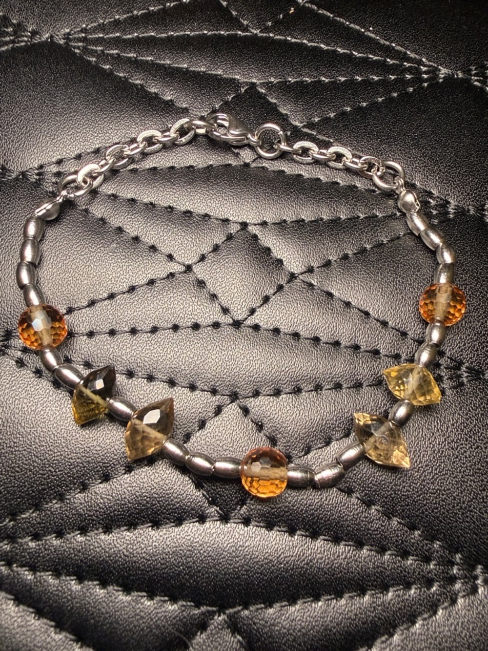 Zultanite & Smoky Citrine Minimalist Bracelet Stainless Steel